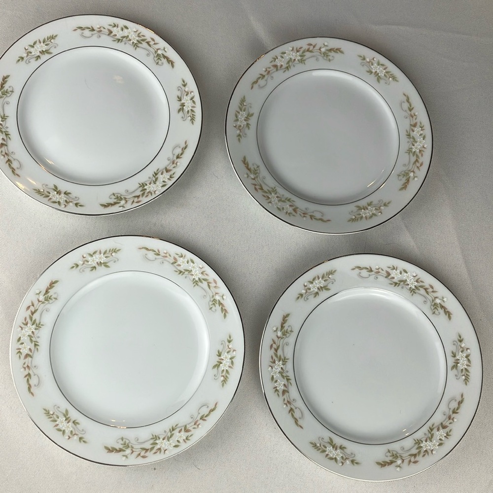 International Silver Co Fine China Bread&Butter Saucers 326 Springtime Lot of 4